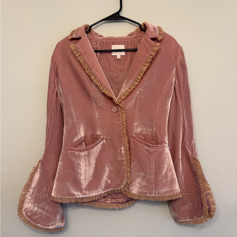Cinq a Sept Rowland Pink Velvet Women's Blazer